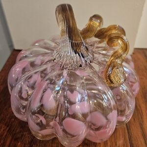 Glass Pumpkin with Pink Accents